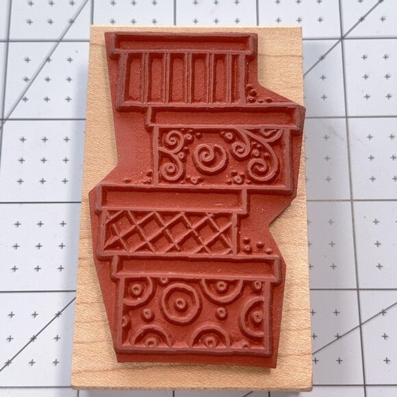 Fashion Hat Boxes Rubber Stamp Great Impressions Stacked Swirl Dot Diamond Craft - Picture 2 of 4